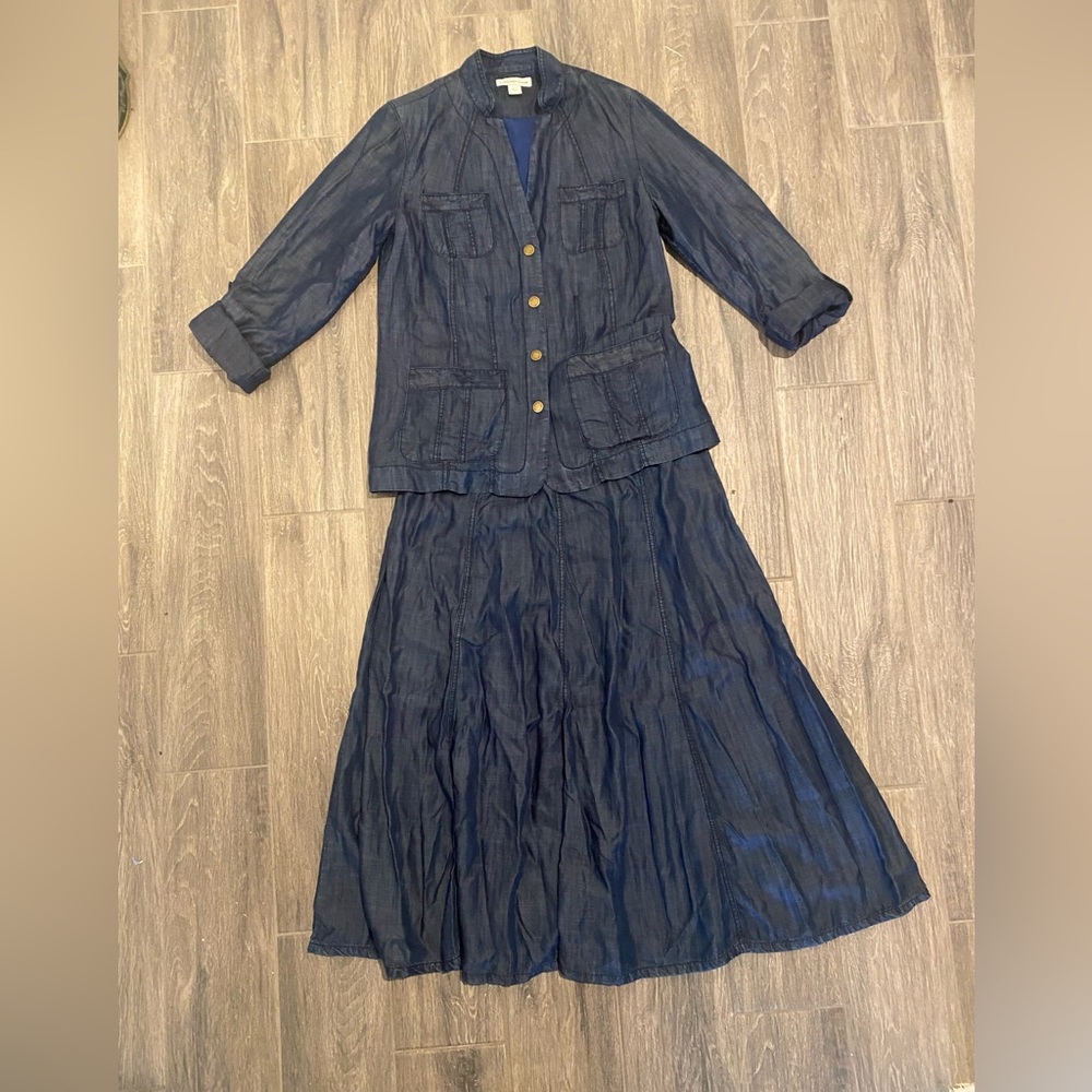 ColdWater Creek Two Piece Tencel Skirt Set Size 8 - Picture 2 of 7
